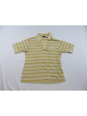 Bud Benna Polo Shirt Yellow Blue Striped Sz L 1980s